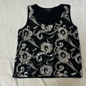 Plus size Karen Kane black&silver sequined tank top
